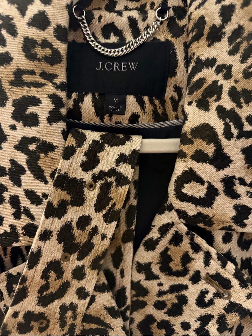J. Crew Leopard Print Women's Trench Coat size medium new without tags - Picture 2 of 4